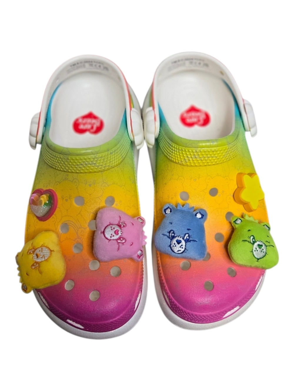 CROCS x CARE BEARS rainbow crush platform  light‎ up plush jibbitz clogs 7